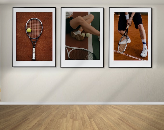 Tennis Set of 3 Posters, Tennis Wall Art, Tennis Prints, Tennis Gifts, Framed Wall Art, Tennis Wall Decor