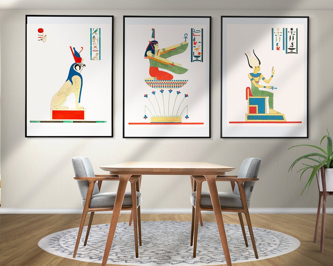 Ancient Egypt Wall Art, Egypt Set of 3 Posters, Framed Wall Art