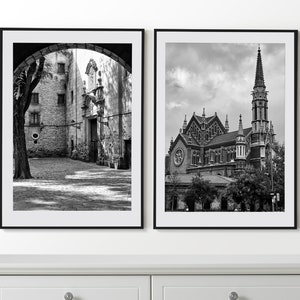Barcelona Set of 2 Posters, Barcelona Wall Art, Barcelona Black and White Prints, Barcelona Photography