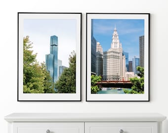 Chicago Wall Art, Chicago Set of 2 Posters, Chicago Prints, Framed Wall Art, Chicago Wall Decor, Chicago Photo