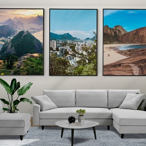Rio de Janeiro Set of 3 Posters, Rio Wall Art, Brazil Poster, Brazil Wall Decor