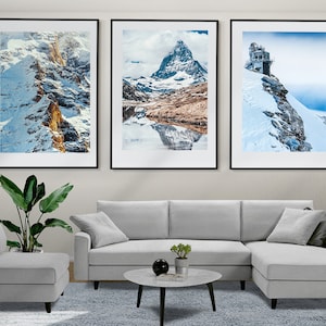 Alpine Landscape Set of 3 Posters, Alps Prints, Mountains in Switzerland, Alpine Photo, Alpine Wall Art