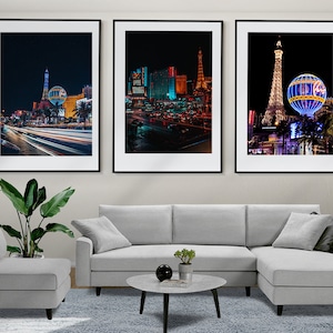 Las Vegas Wandkunst, Las Vegas 3er Set Poster, Las Vegas Skyline, Las Vegas Prints, Gerahmte Wandkunst, Las Vegas Wanddekoration, Las Vegas Foto