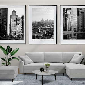 Detroit Wall Art, Detroit Set of 3 Posters, Framed Wall Art, Detroit Print, Detroit Wall Decor