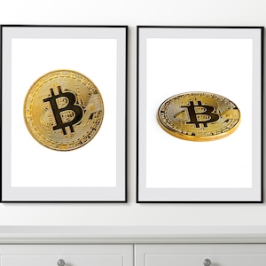 Bitcoin Set de 2 carteles, Bitcoin Wall Art, Bitcoin Prints, Framed Wall Art, Crypto Wall Art