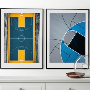Basketball Set of 2 Posters, Basketball Wall Art, Basketball Court Prints, Framed Wall Art, Basketball Wall Decor