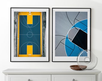 Basketball Set of 2 Posters, Basketball Wall Art, Basketball Court Prints, Framed Wall Art, Basketball Wall Decor
