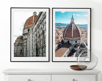 Florenz Wandkunst, Italien 2er Set Poster, Florenz Druck, gerahmte Wandkunst, italienische Architektur, Italien Wandkunst, Italien Foto