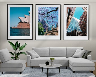 Sydney Set of 3 Posters, Australia Wall Art, Sydney Prints, Sydney Photography