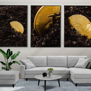 Bitcoin Set of 3 Posters, Bitcoin Wall Art, Bitcoin Prints, Framed Wall Art, Crypto Posters, Mining Prints