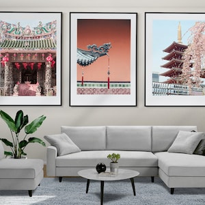 Asia Set of 3 Posters, Asian Wall Art, Penang - Malaysia, Singapore, Sensō-ji Temple - Tokyo, Japan, Asian Wall Decor