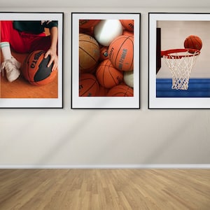 Ensemble de basket-ball de 3 affiches, Art mural de basket-ball, Impressions de basket-ball, Art mural encadré, Décor mural de basket-ball
