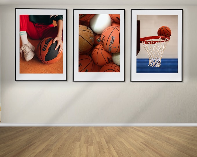 Basketball Set of 3 Posters, Basketball Wall Art, Basketball Prints, Framed Wall Art, Basketball Wall Decor