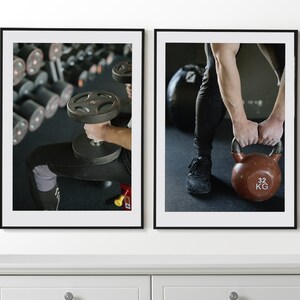 Workout Set of 2 Posters, Fitness Prints, Bodybuilding Wall Art, Framed Wall Art, Gym Wall Decor