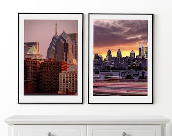 Philadelphia Wall Art, Philadelphia Zestaw 2 plakatów, Philadelphia Downtown, Philadelphia Prints, Philadelphia Wall Decor, Milwaukee Photo
