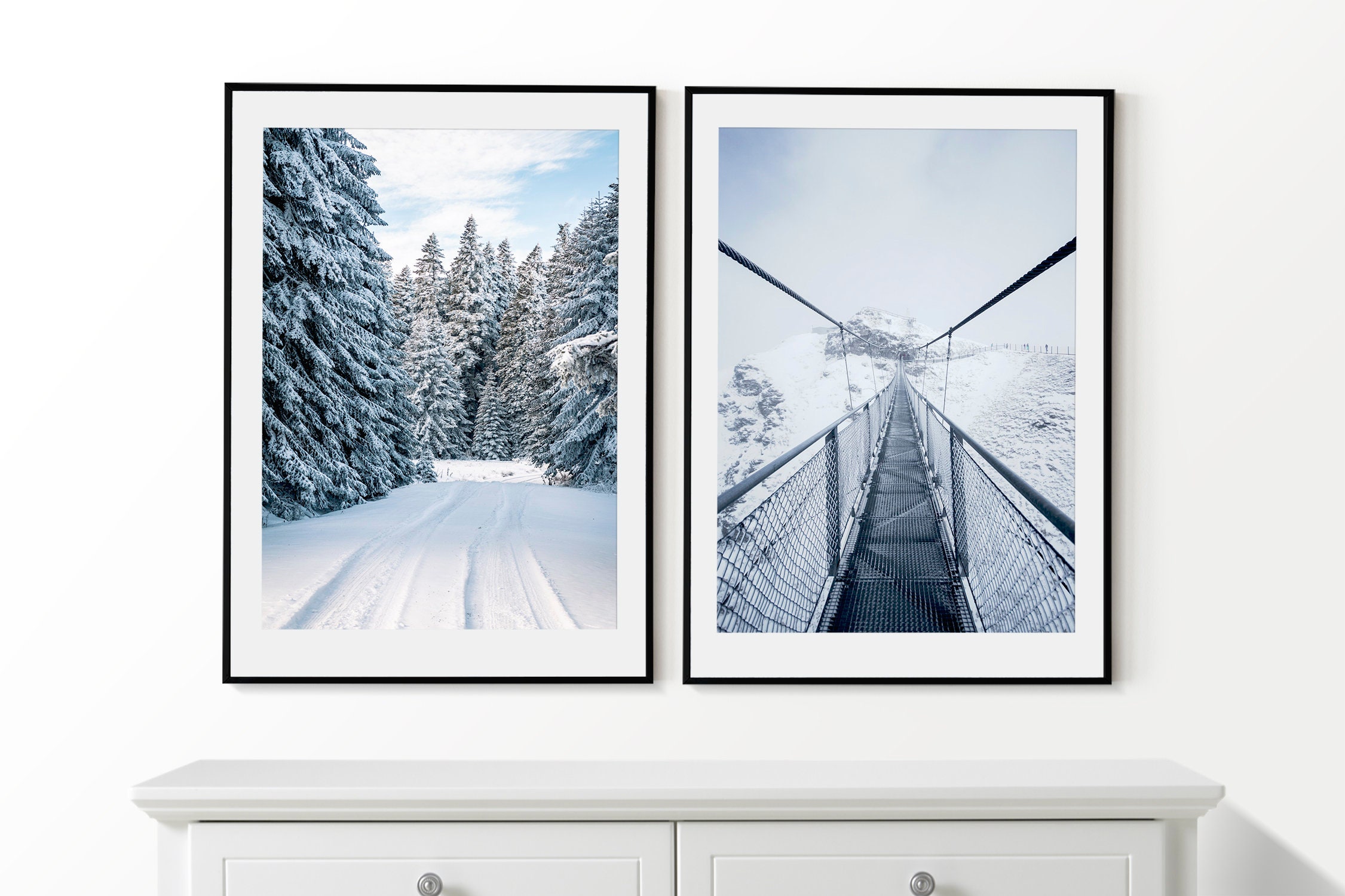 Winter Forest Wall Art, Snow Forest Set of 2 Posters, Winter Prints ...