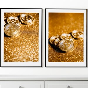 Bitcoin Set of 2 Posters, Bitcoin Wall Art, Bitcoin Prints, Framed Wall Art, Crypto Wall Art, Mining Prints