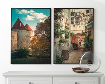 Tallinn Wall Art, Tallinn Set of 2 Posters, Tallinn Prints, Tallinn Downtown, Estonia Wall Decor, Tallinn Photography