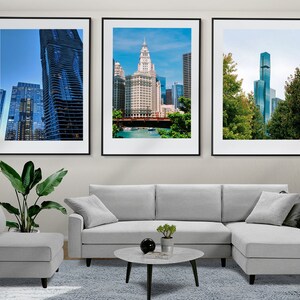Chicago Wall Art, Chicago Set of 3 Posters, Chicago Skyline, Chicago Prints, Framed Wall Art, Chicago Wall Decor, Chicago Photo