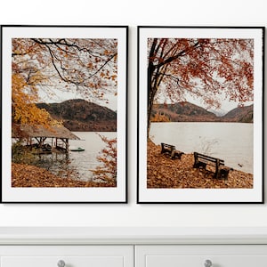 Herbst Wandkunst, Herbst Set von 2 Postern, Herbst Wald Drucke, gerahmte Wandkunst, Herbstfoto