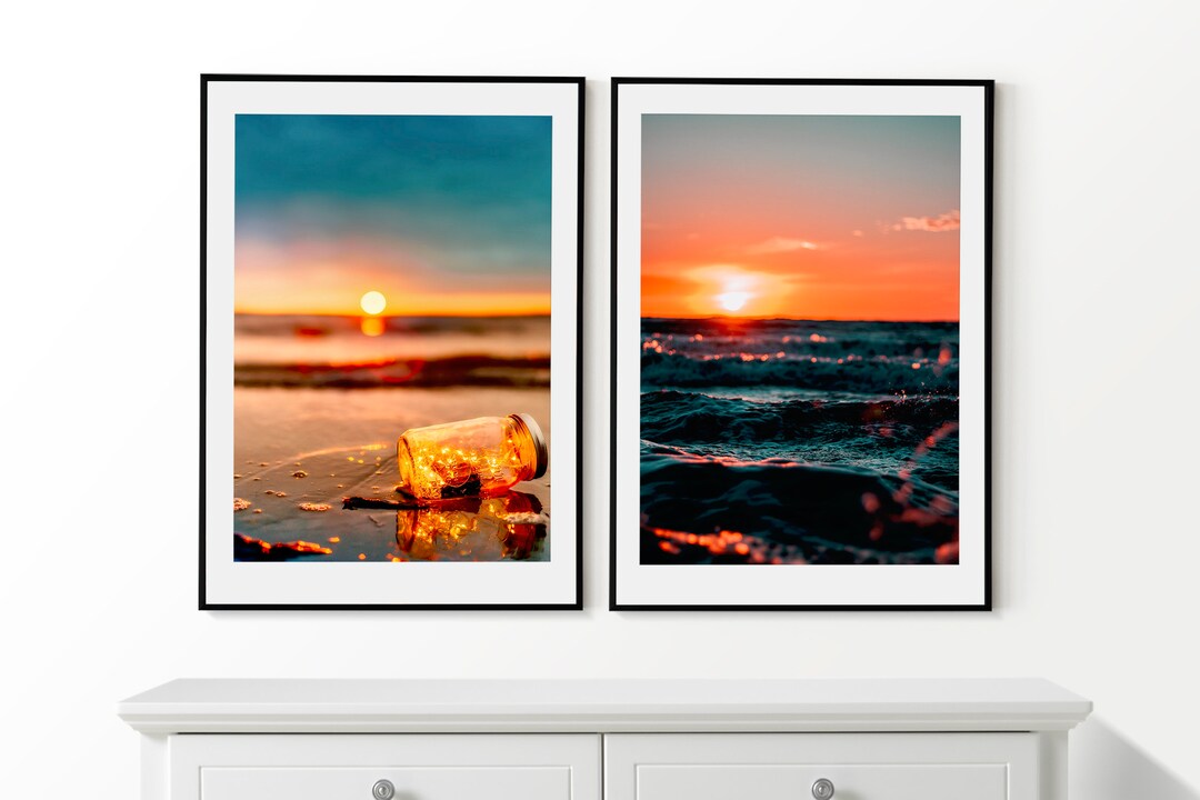 Sea Sunset Wall Art, Sunset Set of 2 Posters, Sea Prints, Framed Wall ...