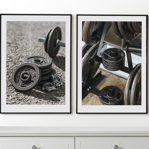 Fitness Set of 2 Posters, Fitness Prints, Weightlifting Wall Art, Framed Wall Art, Gym Wall Decor