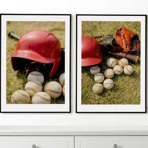 Baseball Wall Art, Baseball Set of 2 Posters, Baseball Gifts, Framed Wall Art, Baseball Wall Decor