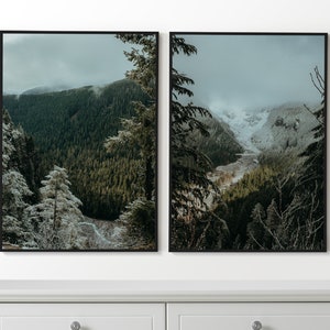 Parc national du mont Rainier Ensemble de 2 affiches, estampes du mont Rainier, art mural encadré, photographie d’hiver du mont Rainier