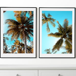 Palms Wall Art, Tropical Trees Set of 3 Posters, Palm Prints, Framed Wall Art, Palms Photo, Modern Home Decor