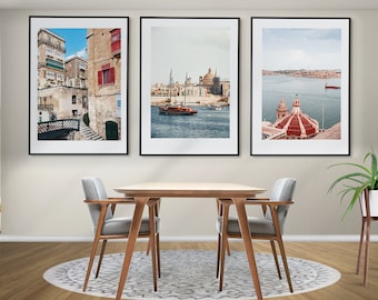 Valletta Set of 3 Posters, Malta Wall Art, Valletta Prints, Valletta Downtown, Malta Wall Decor, Valletta Photography