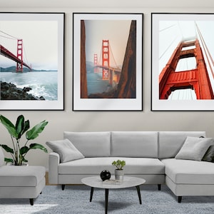 San Francisco Wall Art, San Francisco Set of 3 Posters, Golden Gate Bridge, San Francisco Print, San Francisco Wall Decor, Golden Gate Photo