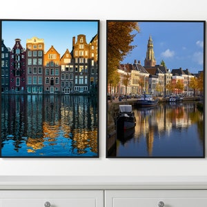 Netherlands Set of 2 Posters, Amsterdam Wall Art, Amsterdam Houses, Netherlands Wall Art, Netherlands Photo