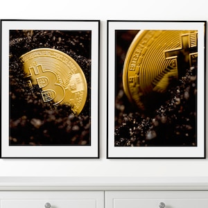 Bitcoin Set of 2 Posters, Bitcoin Wall Art, Bitcoin Prints, Framed Wall Art, Crypto Wall Art, Mining Prints