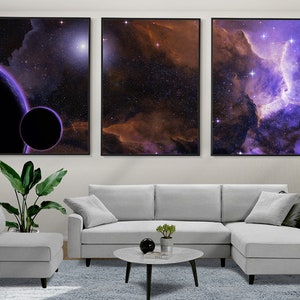 Galaxy Set of 3 Posters, Space Wall Art, Universe Prints, Framed Wall Art, Galaxy Wall Art