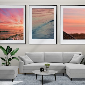 Sea Sunset Set of 3 Posters, Sea Wall Art, Sea Prints, Ocean Wall Art, Sea Photo, Modern Home Decor