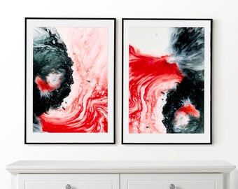 Abstract Set of 2 Posters, Abstract Wall Art, Abstract Prints, Framed Wall Art