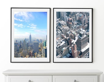 New York Wall Art, New York Set of 2 Posters, New York Skyline, New York Prints, Framed Wall Art, New York Wall Decor, New York Photo