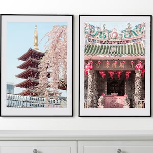 Asia Set of 2 Posters, Asian Wall Art, Penang - Malaysia, Sensō-ji Temple - Tokyo, Japan, Asian Wall Decor