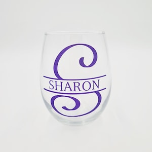 Personalised Monogram Stemless Wine Glass