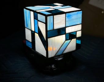 Handmade stained glass table lamp, modern home decor, home gift, unique light.