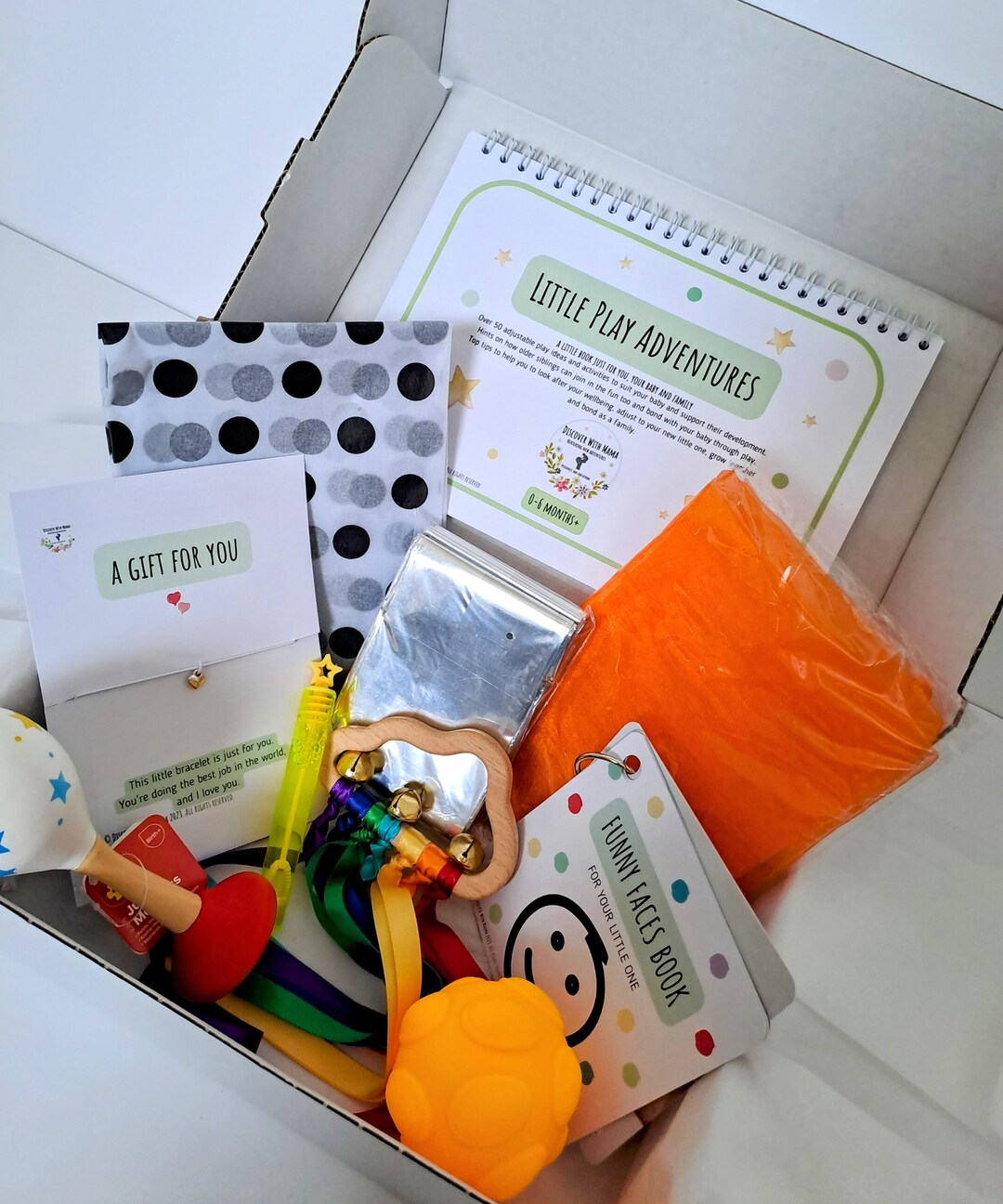 06 Months Baby Play Gift Box WITH Book, Baby Sensory Gift Box Newborn