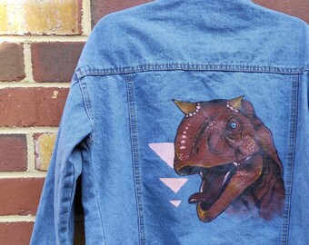 Carnotaurus Handpainted Jacket - terracotta, pink, and gold
