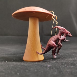Parasaurolophus Dinosaur Earrings - bronze and terracotta with gold findings