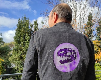 Allosaurus Handpainted Jacket - purple moon and white