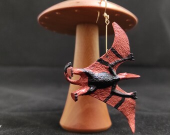 Pterodactyl Pterosaur Earrings - bronze with black accents and gold findings