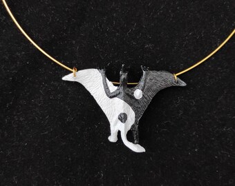 Pterodactyl Choker Necklace - black and white yin yang symbol