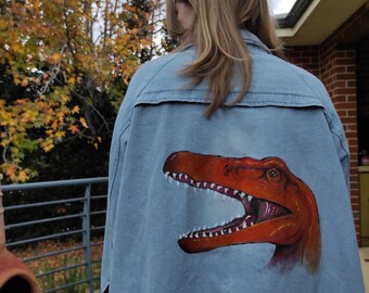 Baryonyx Handpainted Jacket - red yello orange gold accents