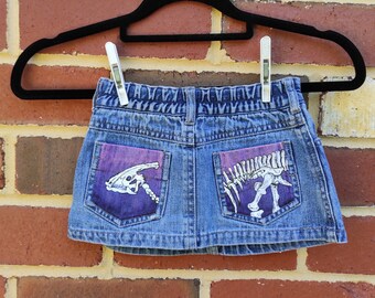 Parasaurolophus Handpainted Skirt - pink and purple ombre AU Girls size 1