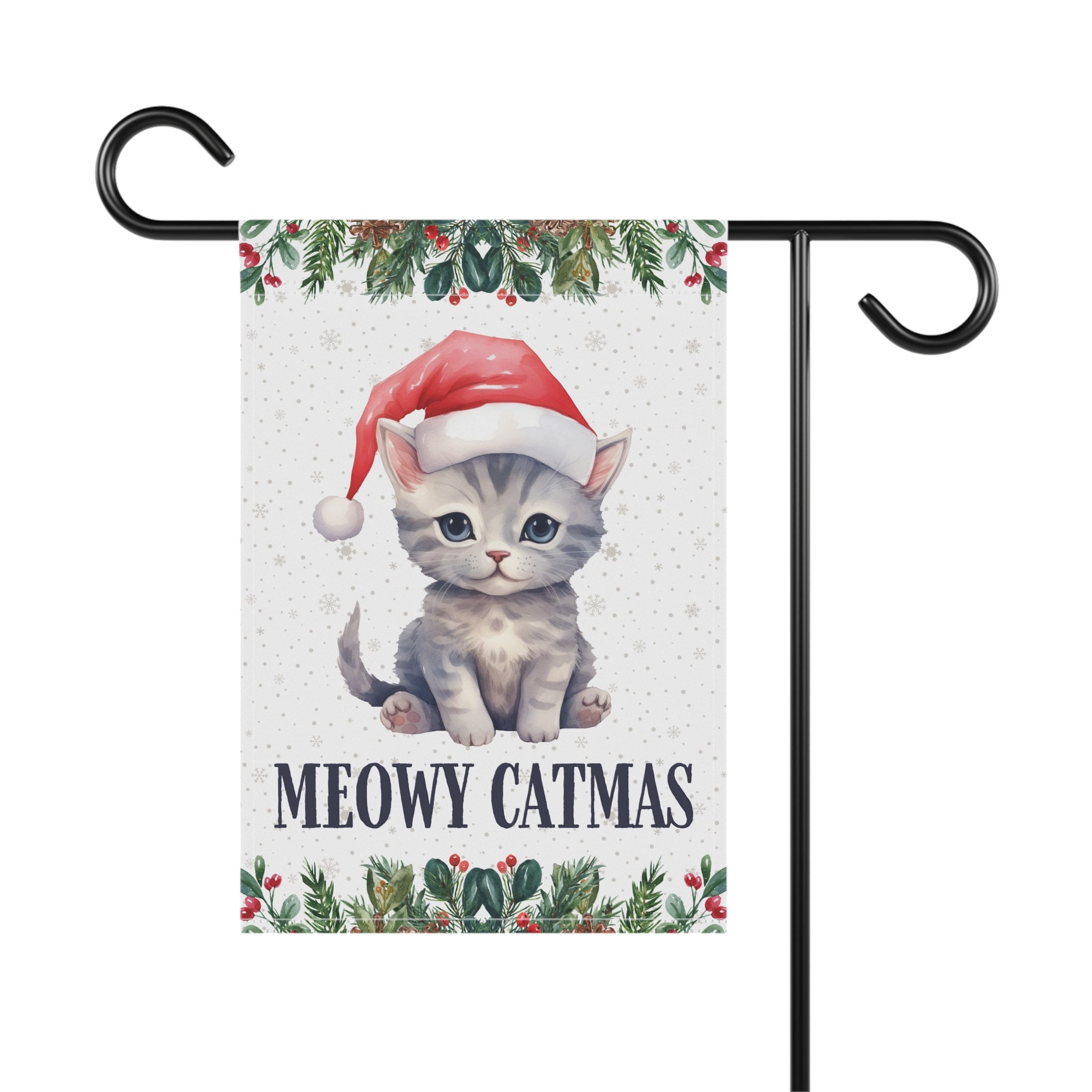 Meowy Christmas - Personalized Cat Garden Flag Designed By