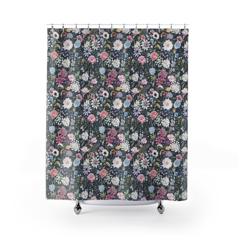Ditsy Floral Shower Curtain, Floral Shower Curtain Fabric, Boho Floral